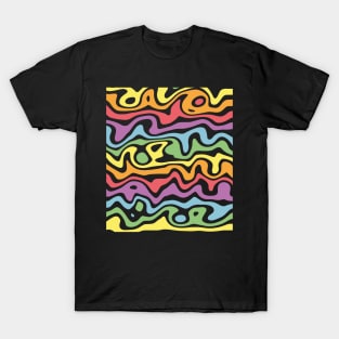 Pastel rainbow liquified lines T-Shirt